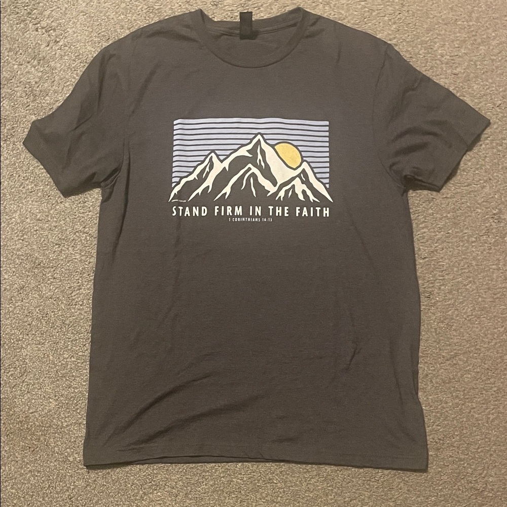 Stand Firm In The Faith Gildan Softstyle T-Shirt | Mountain Graphic | Unisex M